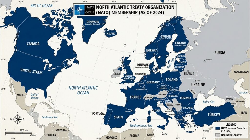 Map showing NATO countries