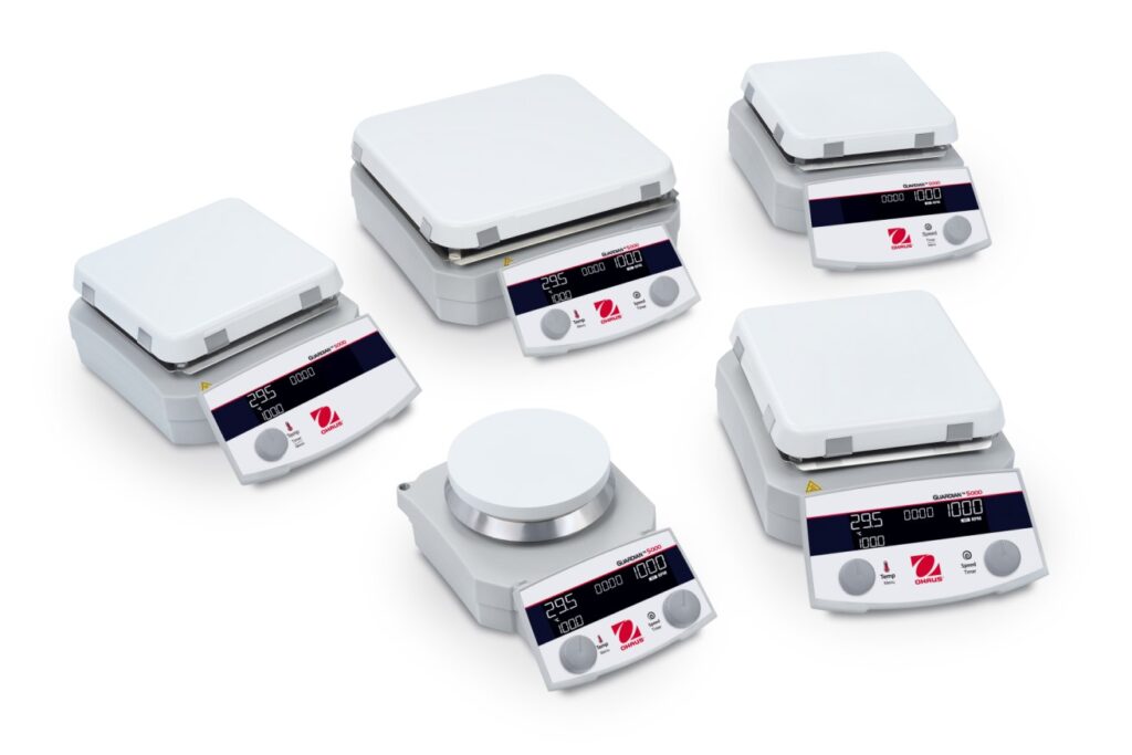 New hotplate stirrers on a white background