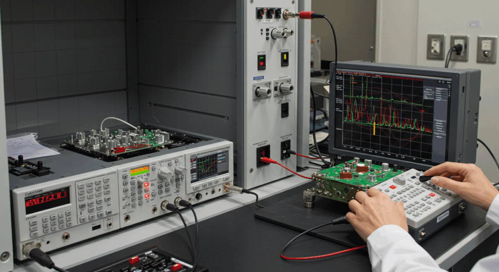 EMi testing in a modern laboratory with multiple electrinic devices