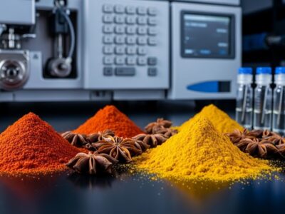 spices on a laboratory bench ready for ethylene oxide residue testing