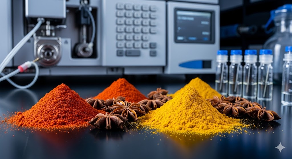 spices on a laboratory bench ready for ethylene oxide residue testing