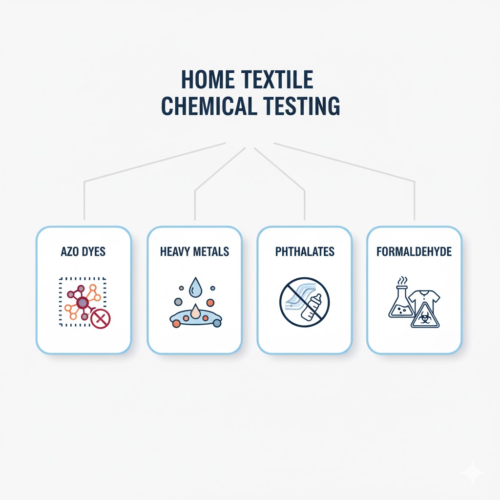 Infographic on home textile chemical testing.