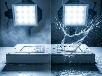 electronid device with dust and water surrounding it showing ingress protection testing