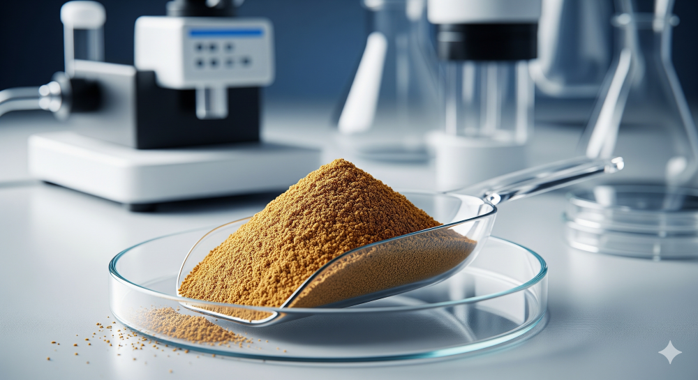 cricket flour in a Petri dish illustrating the importance of insect protein analysis