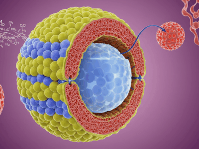 Liposome spheriod in cross-section illustrating the significance of liposome research and testing in pharma development