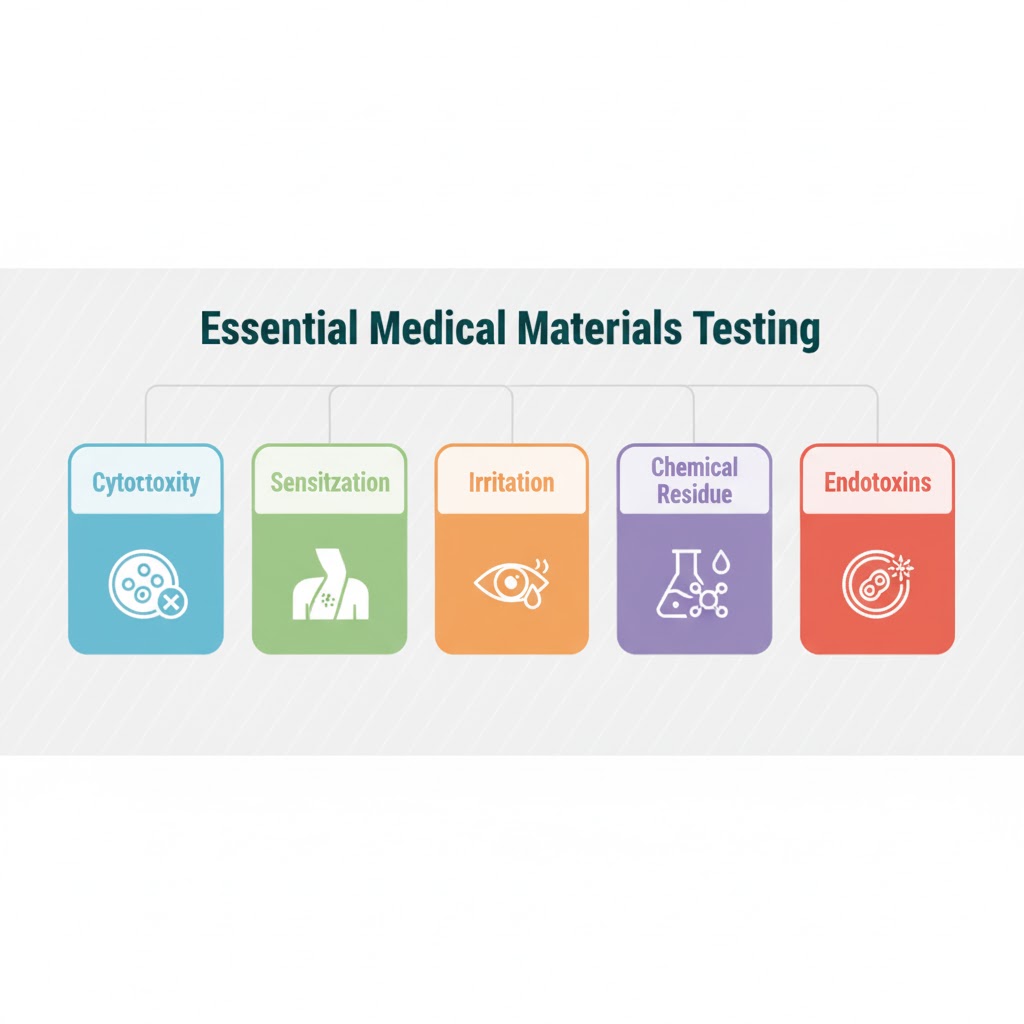 Infographic on medical materials testing.