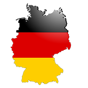 Map of Germany with German flag colors overlaid