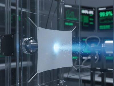 VFE testing of medical textile filter in a laboratory